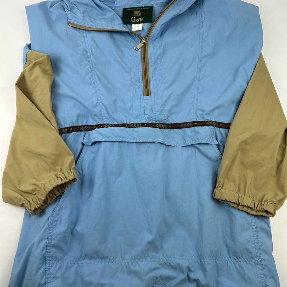 Vintage 90s Orvis Anorak Windbreaker Jacket Made USA Hooded Nylor Pullover XXL
